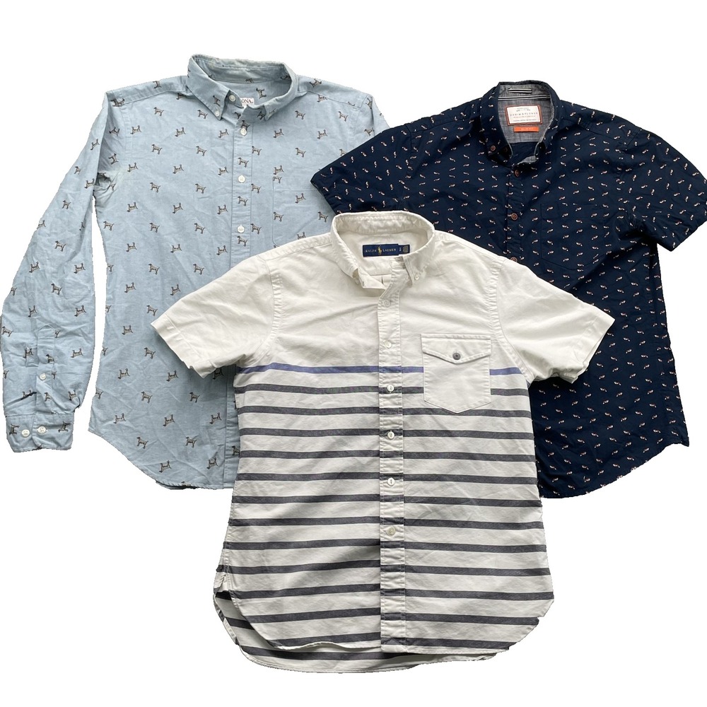 Ralph Lauren Denim & Flower Shirt Mens Lot 2 Small Casual Office Preppy Academia